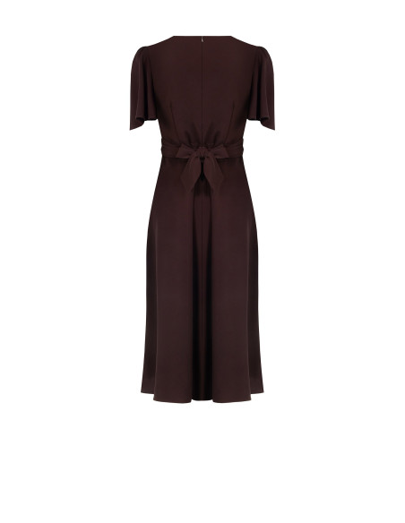 Robe midi en tissu cady avec encolure en V et corsage drapé croisé Rinascimento