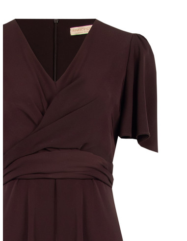 Robe midi en tissu cady avec encolure en V et corsage drapé croisé Rinascimento