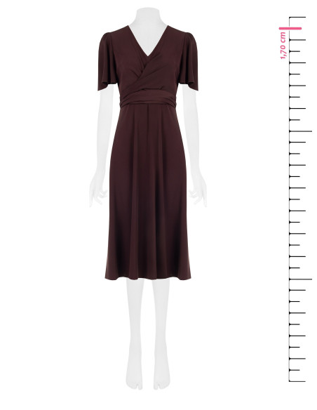 Robe midi en tissu cady avec encolure en V et corsage drapé croisé Rinascimento