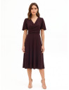 Robe midi en tissu cady avec encolure en V et corsage drapé croisé Rinascimento