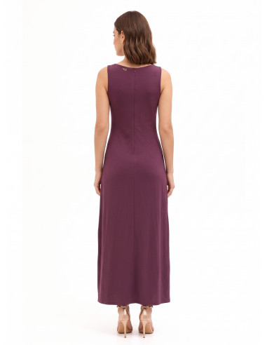 Robe longue fluide en viscose mélangée avec nœud central Rinascimento
