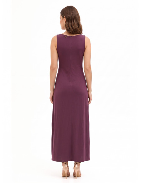 Robe longue fluide en viscose mélangée avec nœud central Rinascimento