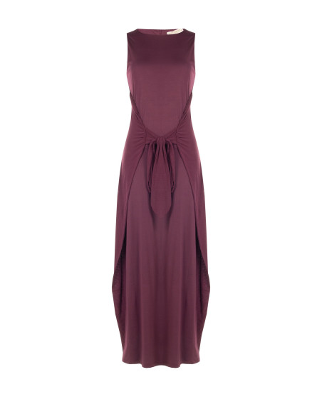 Robe longue fluide en viscose mélangée avec nœud central Rinascimento