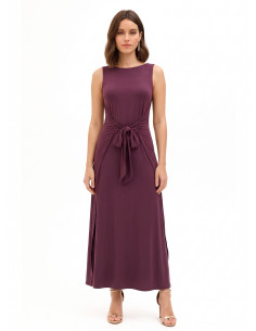 Robe longue fluide en viscose mélangée avec nœud central Rinascimento