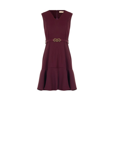 Robe courte en tissu cady avec ceinture rigide assortie et boucle ornée du logo RR Rinascimento
