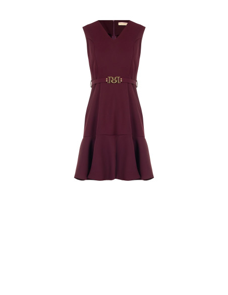 Robe courte en tissu cady avec ceinture rigide assortie et boucle ornée du logo RR Rinascimento