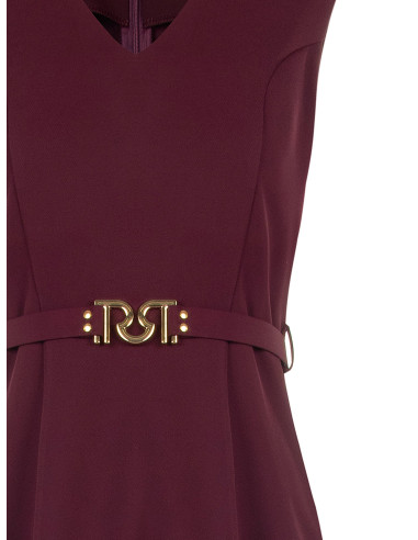 Robe courte en tissu cady avec ceinture rigide assortie et boucle ornée du logo RR Rinascimento