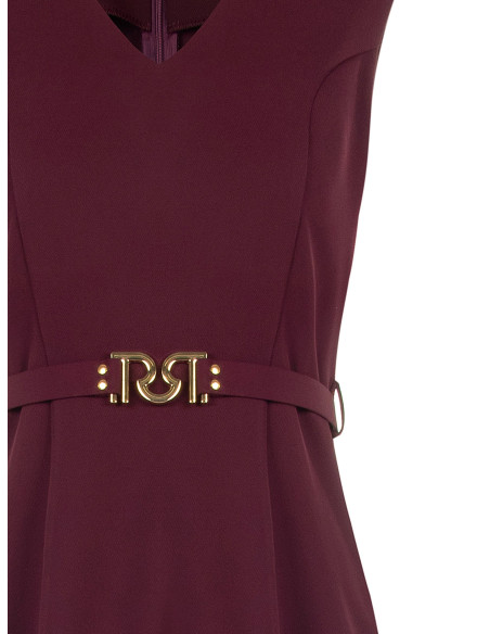Robe courte en tissu cady avec ceinture rigide assortie et boucle ornée du logo RR Rinascimento