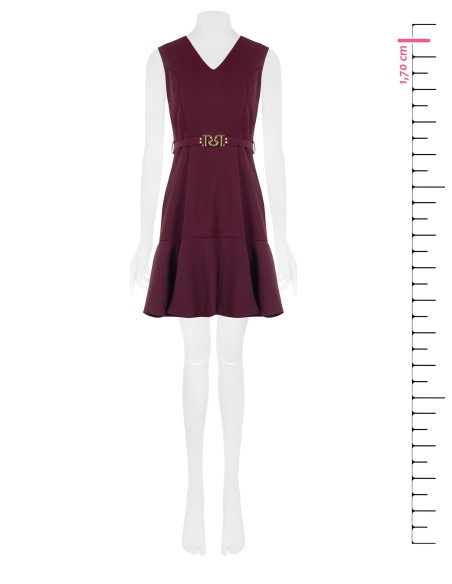 Robe courte en tissu cady avec ceinture rigide assortie et boucle ornée du logo RR Rinascimento