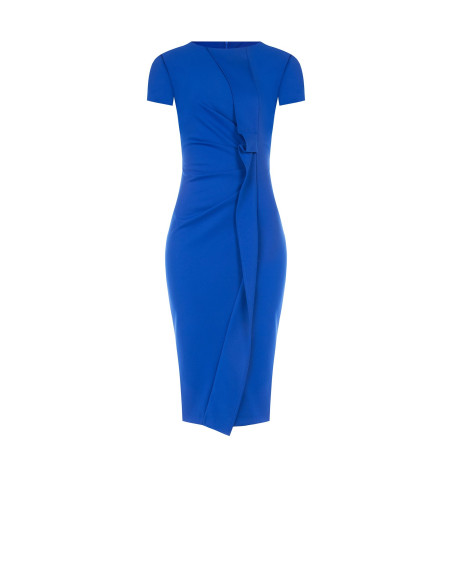 Robe fourreau en scuba crêpe avec volant Rinascimento