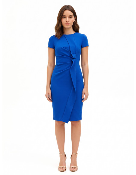 Robe fourreau en scuba crêpe avec volant Rinascimento