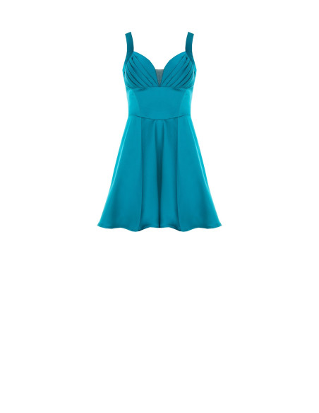 Robe courte bustier en satin à encolure en cœur plissée « Rinascimento »