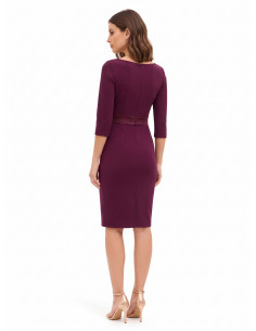 Robe fourreau en crêpe scuba avec détail en satin à la taille et bijou logo Rinascimento 2