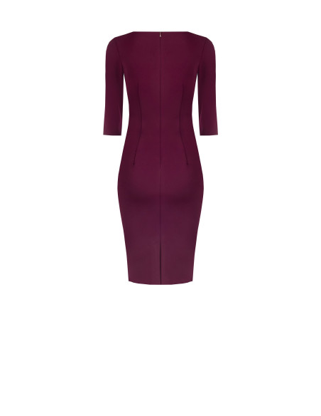 Robe fourreau en crêpe scuba avec détail en satin à la taille et bijou logo Rinascimento