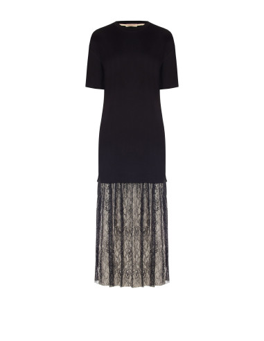 Robe longue style T-shirt en coton avec bas en dentelle Rinascimento