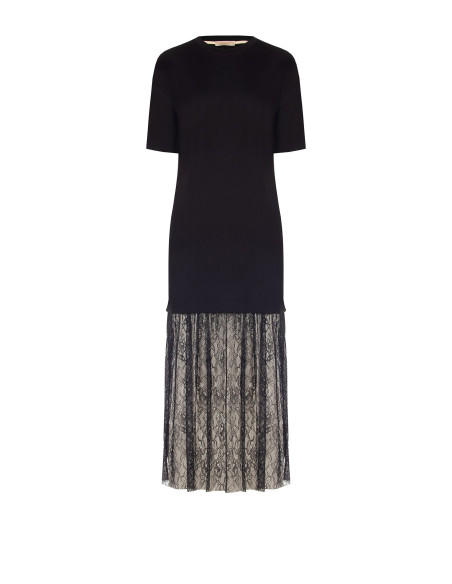 Robe longue style T-shirt en coton avec bas en dentelle Rinascimento