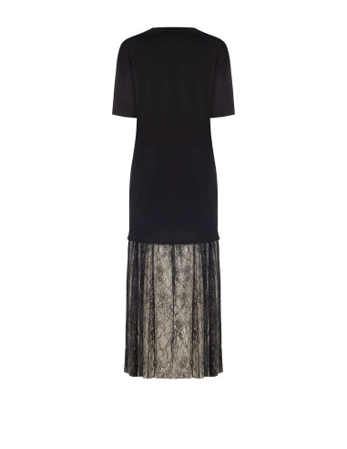 Robe longue style T-shirt en coton avec bas en dentelle Rinascimento