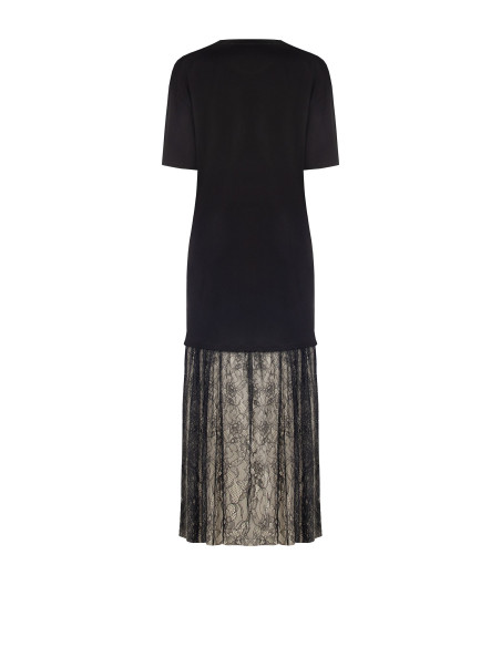 Robe longue style T-shirt en coton avec bas en dentelle Rinascimento