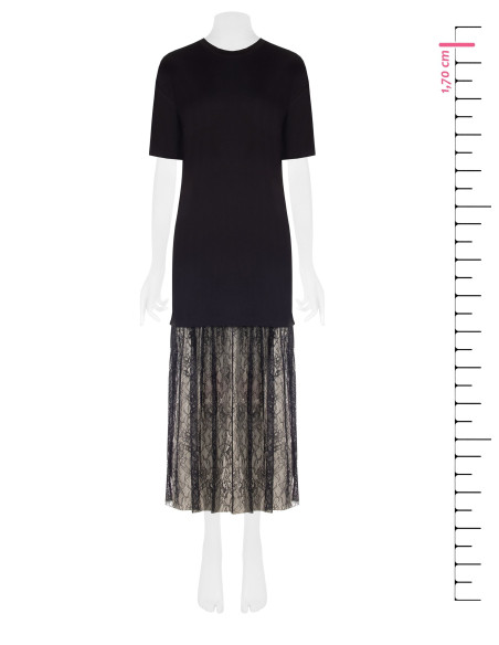 Robe longue style T-shirt en coton avec bas en dentelle Rinascimento