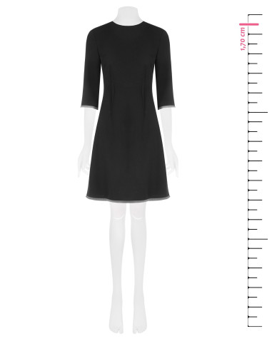 Robe courte évasée en crêpe scuba avec ourlets en tulle Rinascimento