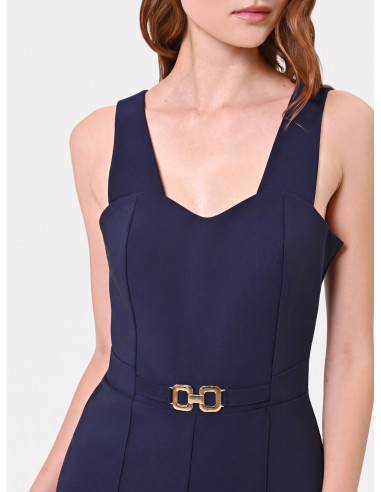 Jumpsuit met wijde pijpen van scuba-crêpe en decoratieve gesp Rinascimento