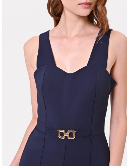 Jumpsuit met wijde pijpen van scuba-crêpe en decoratieve gesp Rinascimento
