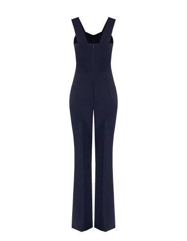 Jumpsuit met wijde pijpen van scuba-crêpe en decoratieve gesp Rinascimento