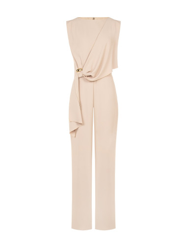 Volledige palazzo-jumpsuit van cadistof met drapering en juweeldetail Rinascimento