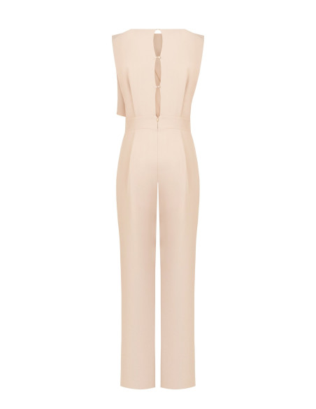 Volledige palazzo-jumpsuit van cadistof met drapering en juweeldetail Rinascimento