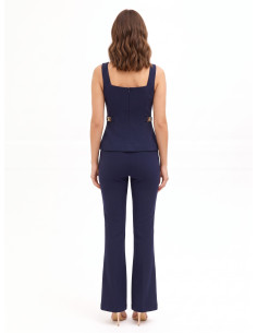 Jumpsuit met wijde pijpen van scuba-crêpe, met vierkante halslijn en RR-logolabels Rinascimento 2