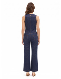 Denim jumpsuit met wijde pijpen en contrasterende stiksels Rinascimento 2