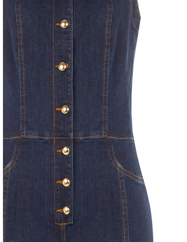 Denim jumpsuit met wijde pijpen en contrasterende stiksels Rinascimento