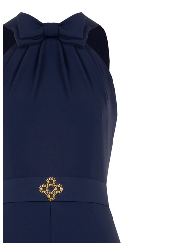 Combinaison intégrale en tissu cady avec nœud, ceinture rigide assortie et boucle logo Rinascimento