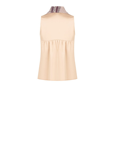 Blouse fluide en satin avec décolleté en V et foulard amovible à logo Rinascimento
