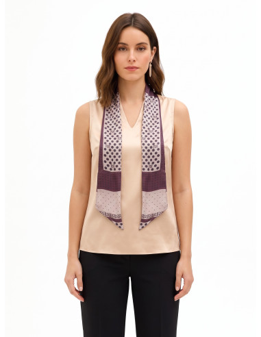Blouse fluide en satin avec décolleté en V et foulard amovible à logo Rinascimento