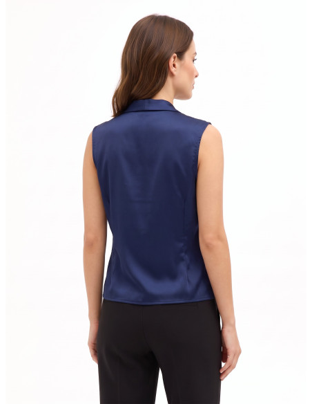 Blouse en satin à col V croisé et drapé Rinascimento
