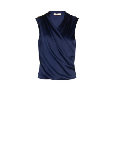 Blouse en satin à col V croisé et drapé Rinascimento
