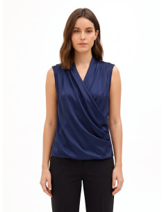 Satijnen blouse met gedrapeerde overslag-V-hals Rinascimento