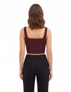 Cropped bustiertop van kant van jacquard met reliëf en lurex Rinascimento 2
