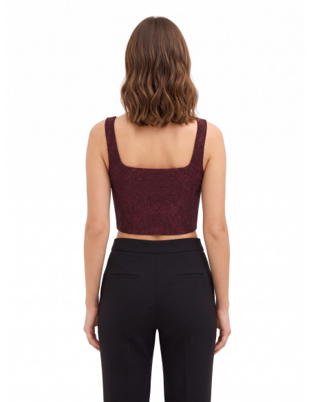 Crop top bustier pointu en jacquard gaufré avec lurex Rinascimento