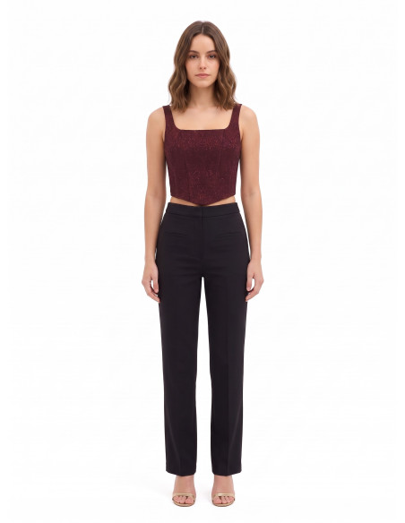 Crop top bustier pointu en jacquard gaufré avec lurex Rinascimento