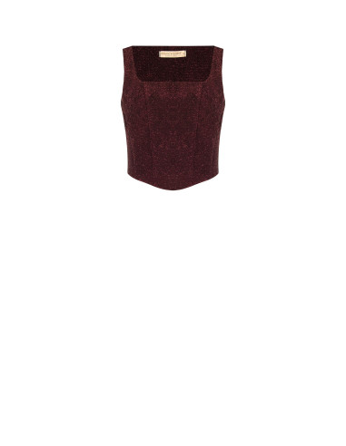 Crop top bustier pointu en jacquard gaufré avec lurex Rinascimento
