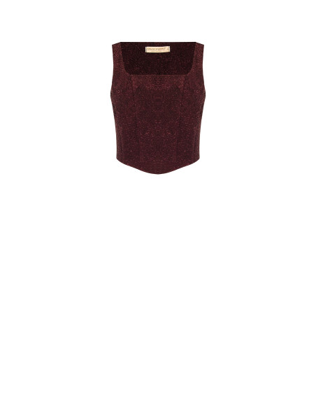 Crop top bustier pointu en jacquard gaufré avec lurex Rinascimento