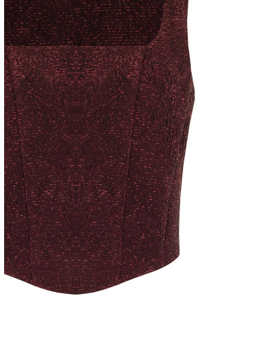 Crop top bustier pointu en jacquard gaufré avec lurex Rinascimento