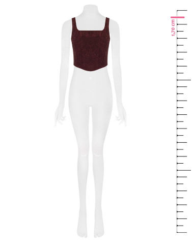 Crop top bustier pointu en jacquard gaufré avec lurex Rinascimento