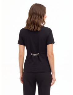 Regular T-shirt van katoen met volant en sieradendetail Rinascimento 2