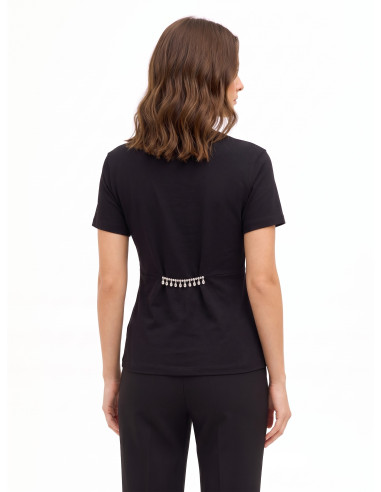 T-shirt regular en coton avec volant et détail bijou Rinascimento