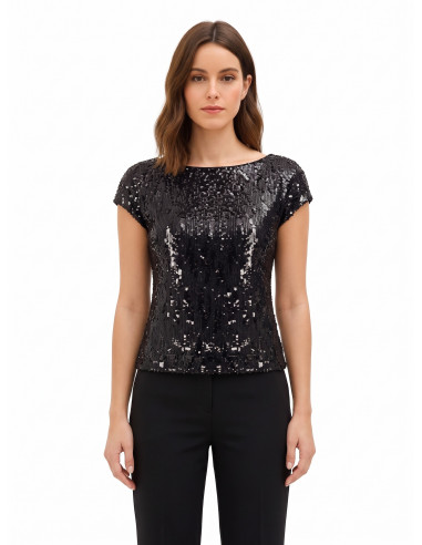 Top cintré et court recouvert de paillettes Rinascimento