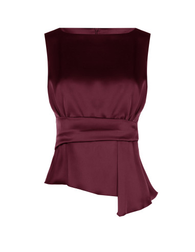 Top cintré en satin avec encolure bateau et drapé sur le côté Rinascimento