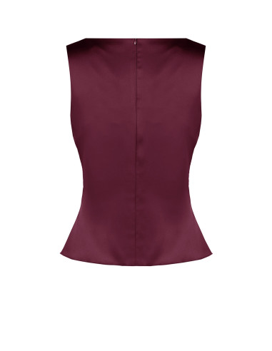 Top cintré en satin avec encolure bateau et drapé sur le côté Rinascimento